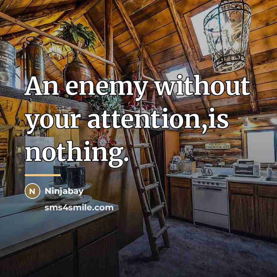 “An enemy without your attention,is nothing.…” quote by Ninjabay