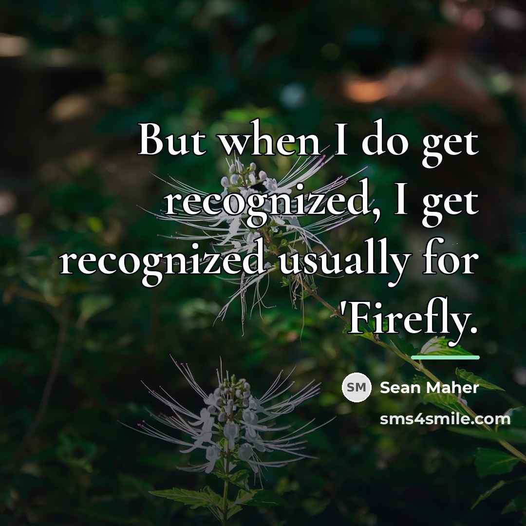 “But when I do get recognized, I get recognized usually…” quote by Sean Maher
