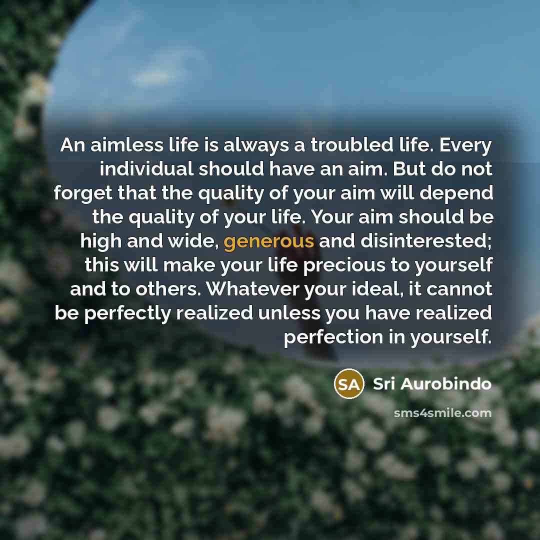 “An aimless life is always a troubled life. Every individual…” quote by Sri Aurobindo