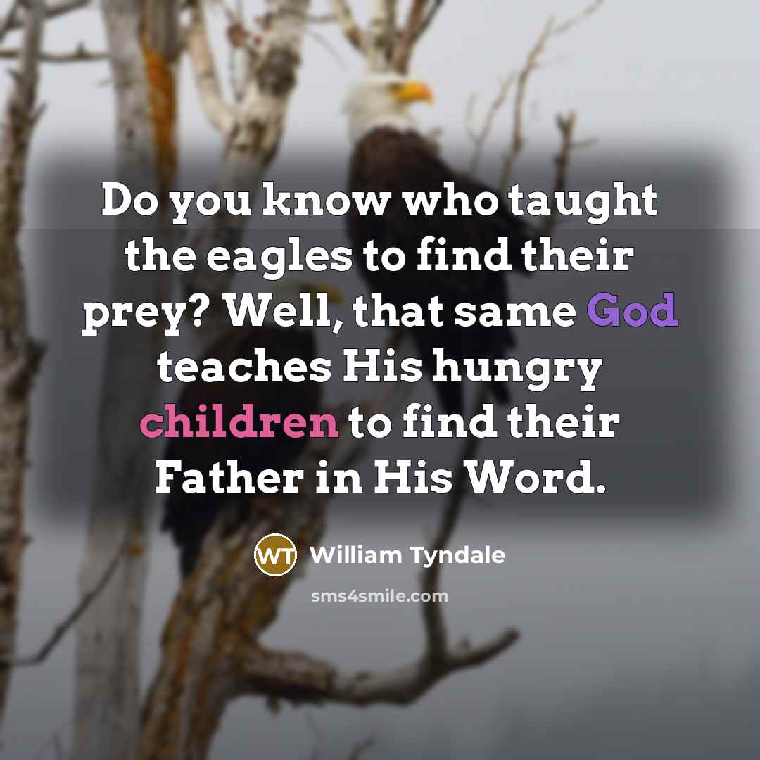 “Do you know who taught the eagles to find their…” quote by William Tyndale