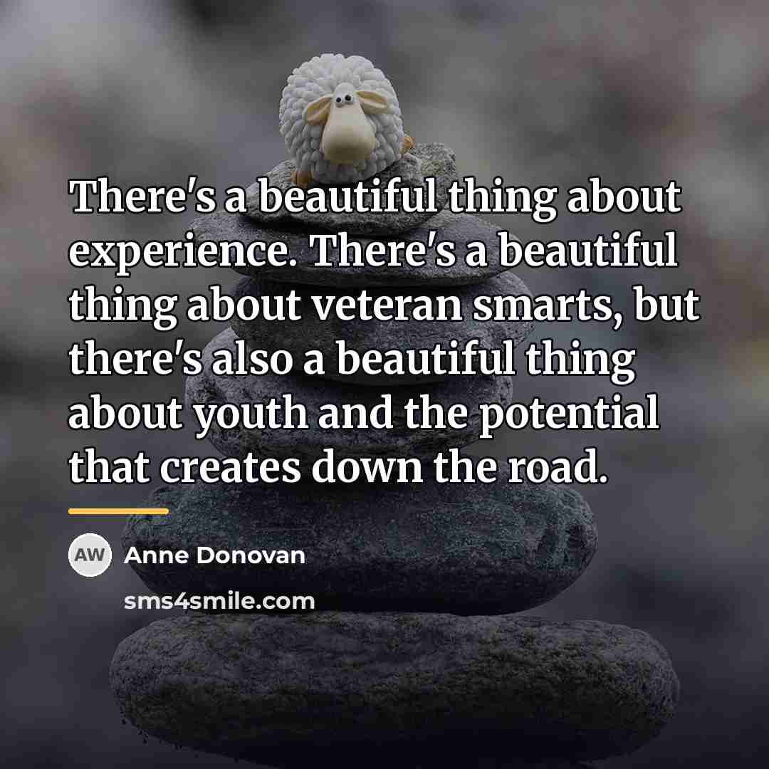 “There's a beautiful thing about experience. There's a beautiful thing…” quote by Anne Donovan