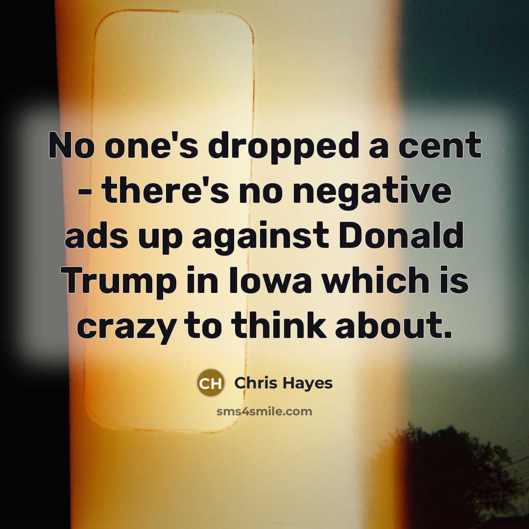 “No one`s dropped a cent - there`s no negative ads…” quote by Chris Hayes