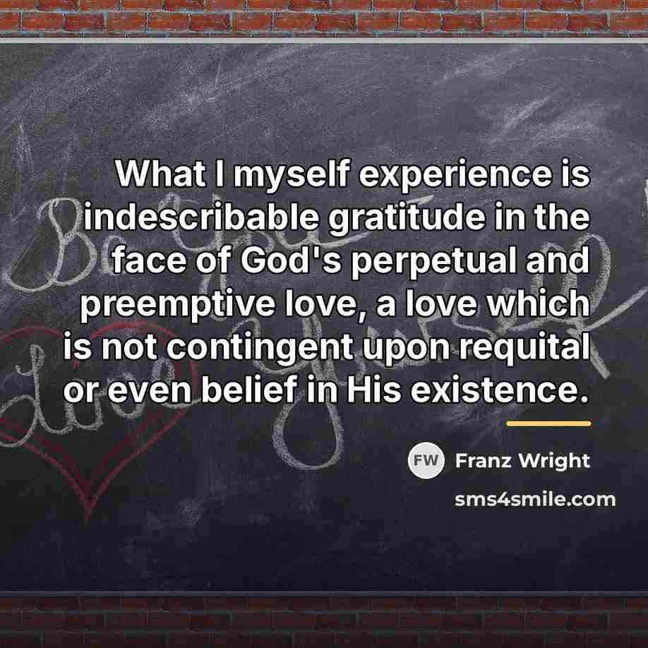“What I myself experience is indescribable gratitude in the face…” quote by Franz Wright