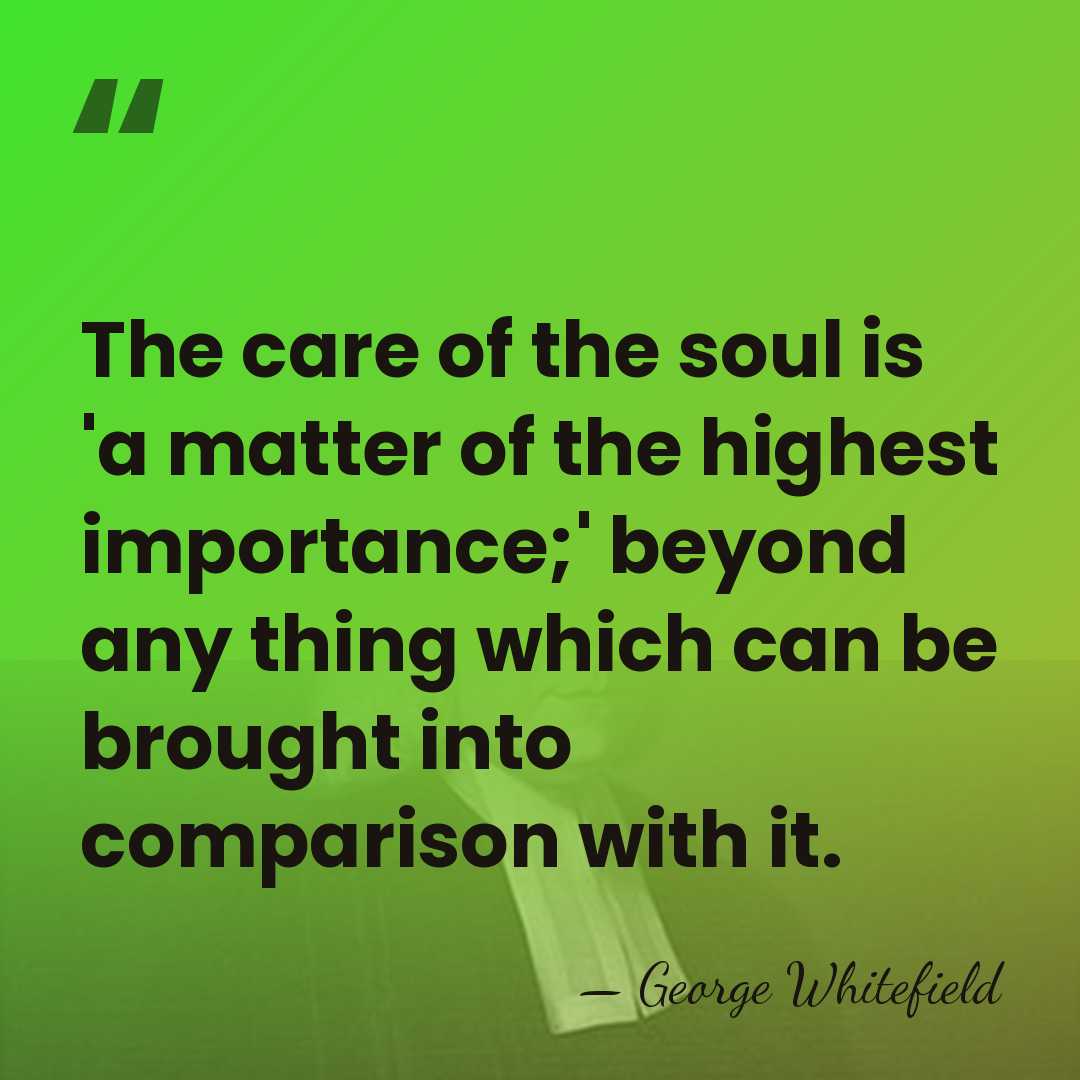 The care of the soul is 'a matter of the highest importance;'&hellip; - George Whitefield