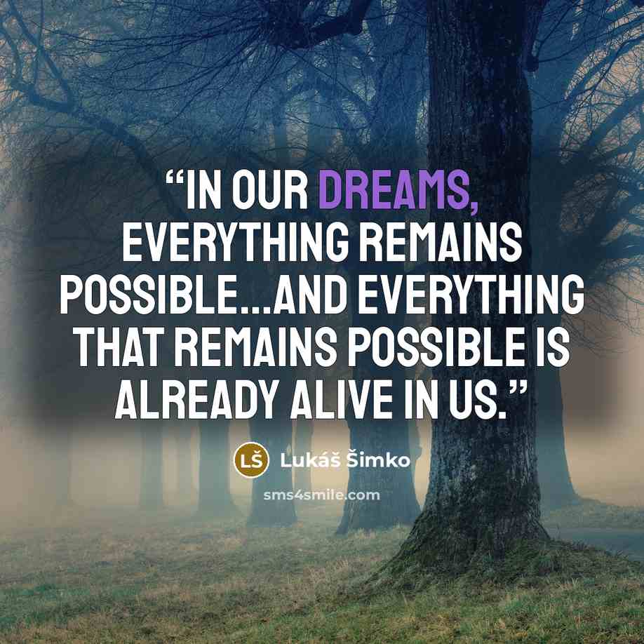 “In our dreams, everything remains possible…and everything that remains possible is already alive in us.” quote by Lukáš Šimko