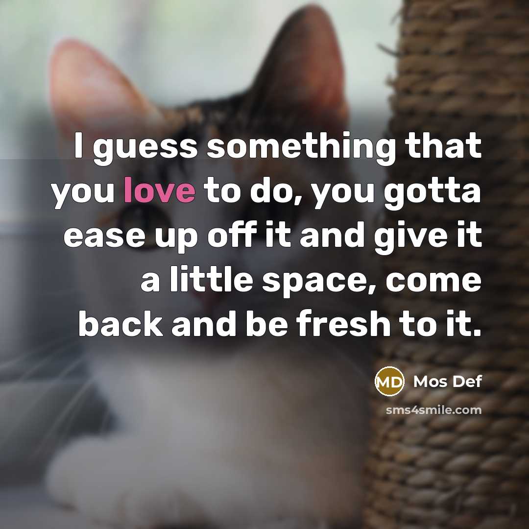 “I guess something that you love to do, you gotta…” quote by Mos Def