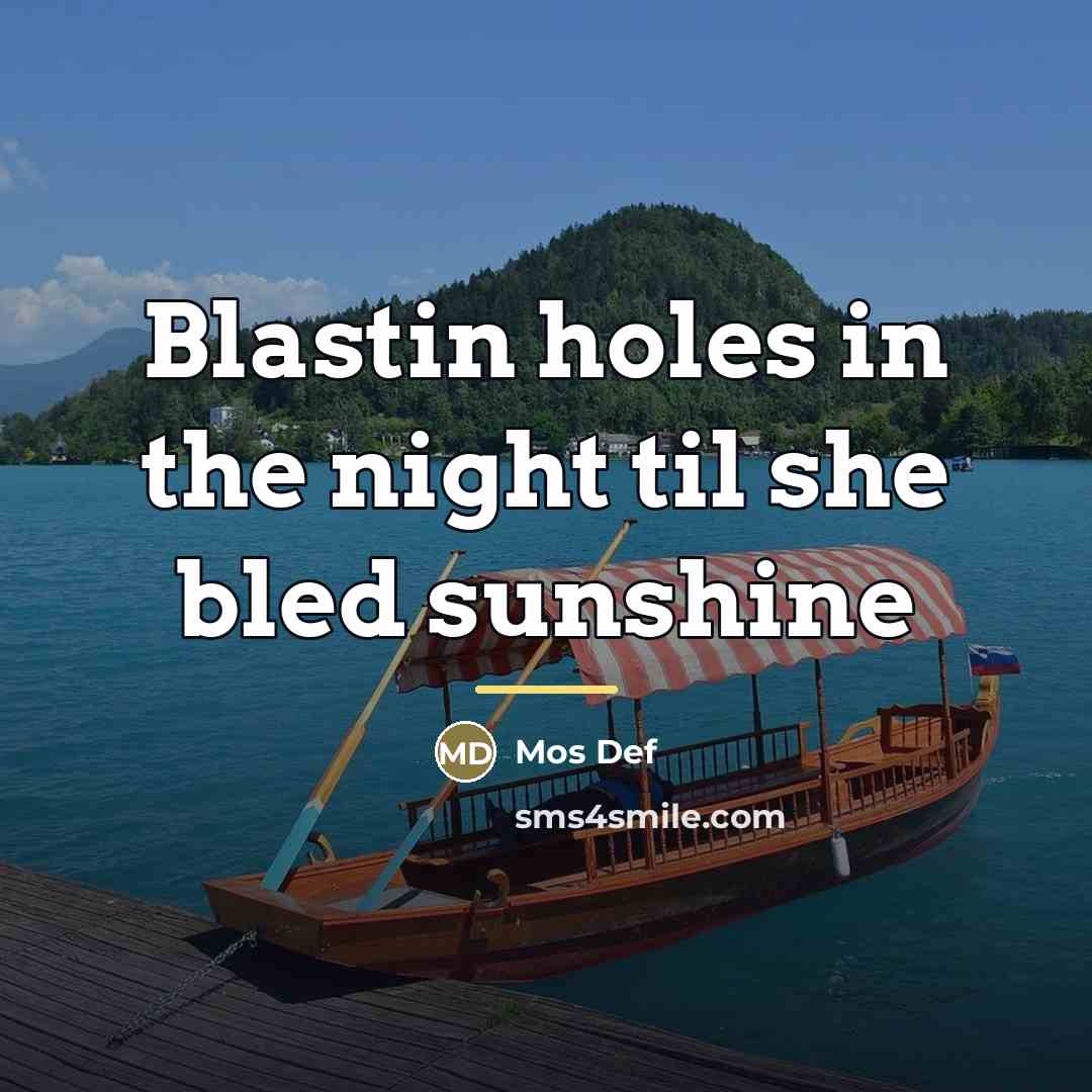 “Blastin holes in the night til she bled sunshine…” quote by Mos Def