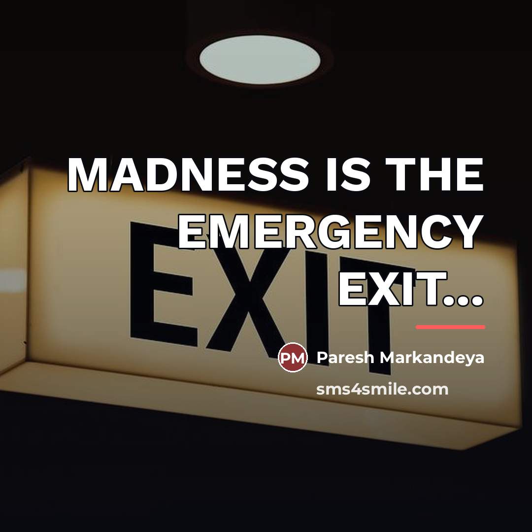 “MADNESS IS THE EMERGENCY EXIT...…” quote by Paresh Markandeya