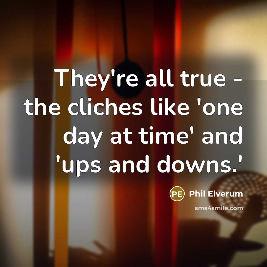 “They're all true - the cliches like 'one day at time' and 'ups and downs.'” quote by Phil Elverum