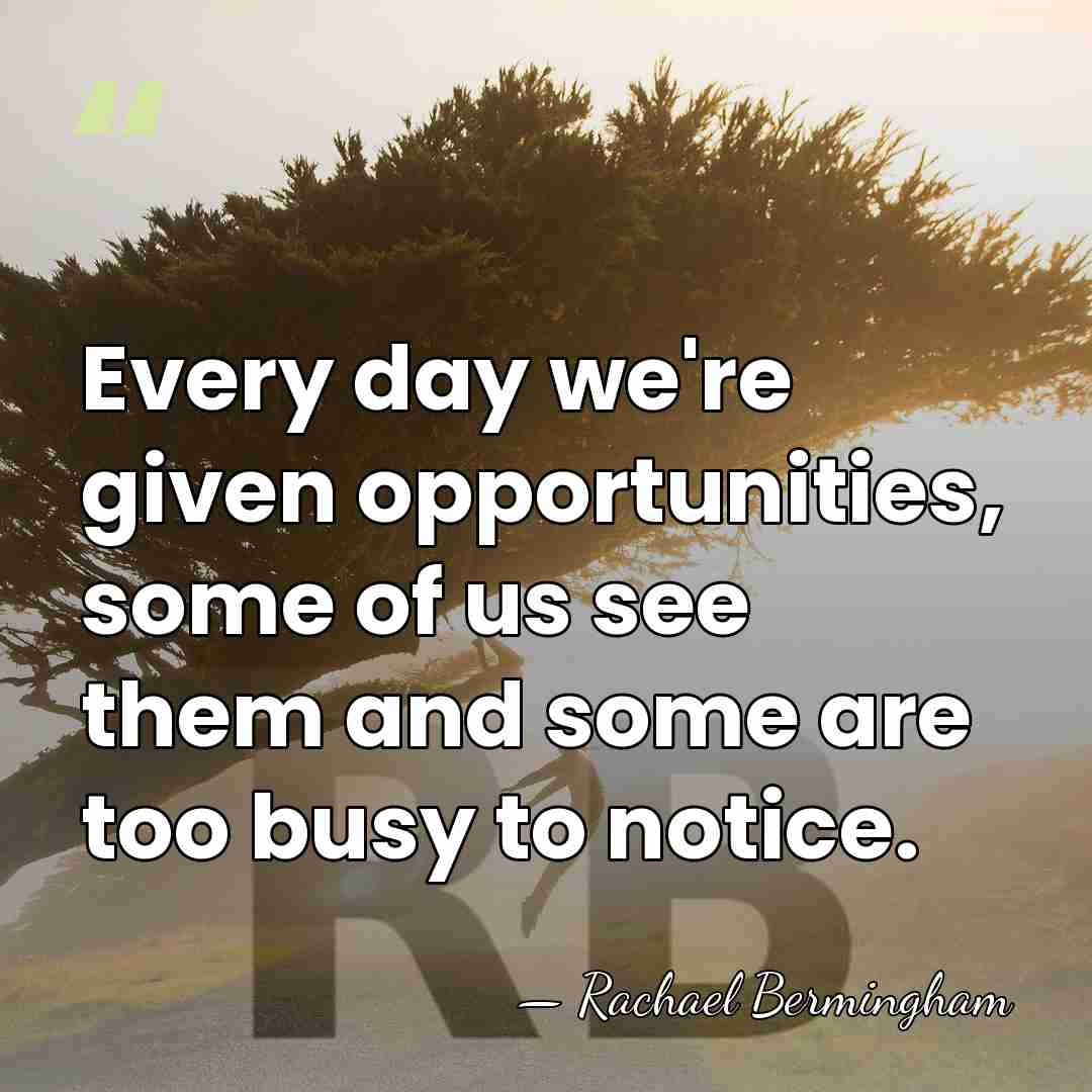 Every day we're given opportunities, some of us see them and some&hellip; - Rachael Bermingham
