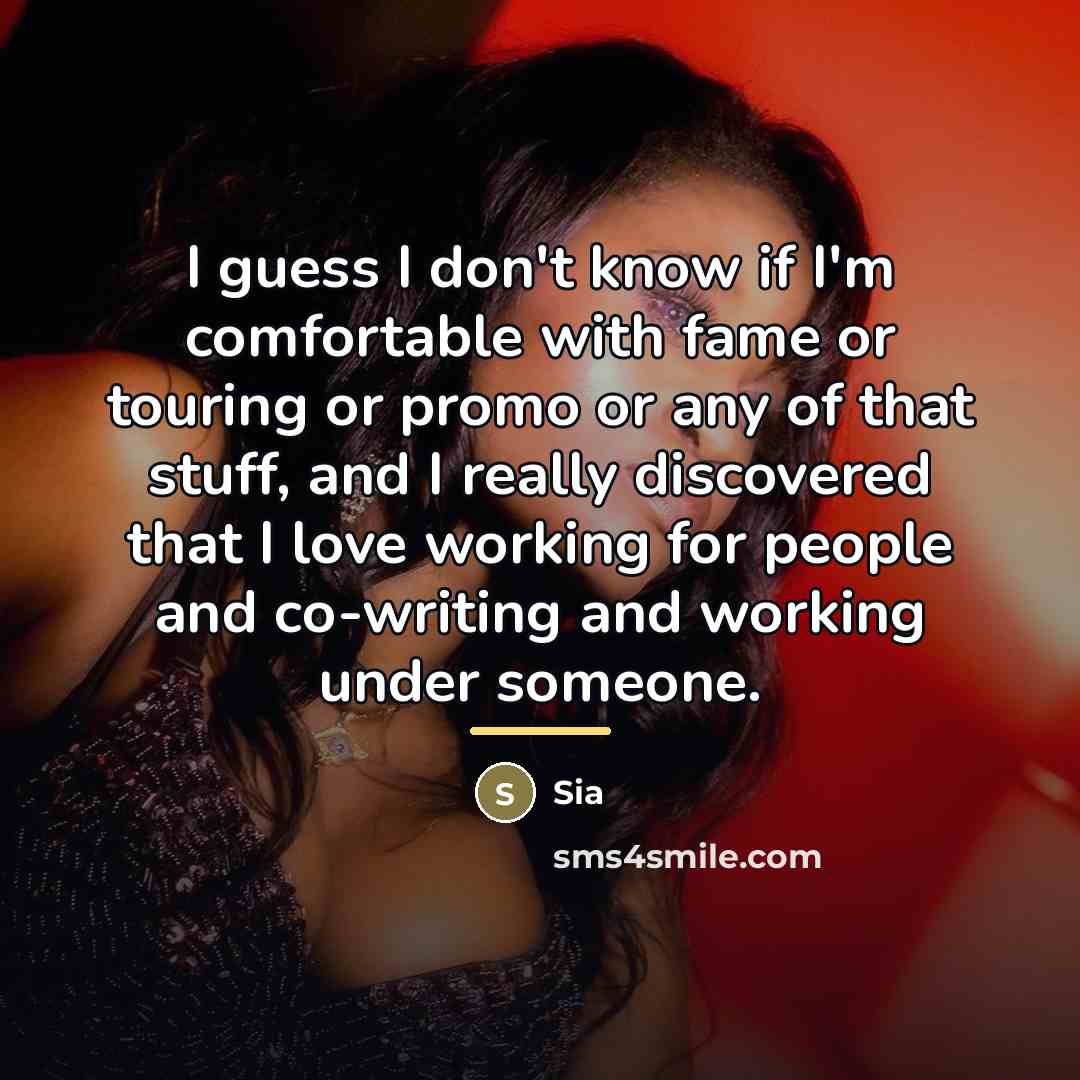 “I guess I don't know if I'm comfortable with fame…” quote by Sia