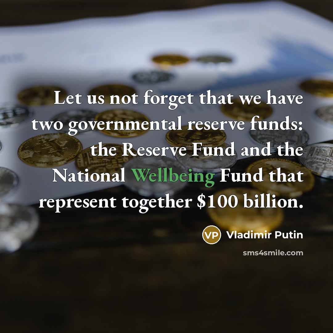“Let us not forget that we have two governmental reserve…” quote by Vladimir Putin