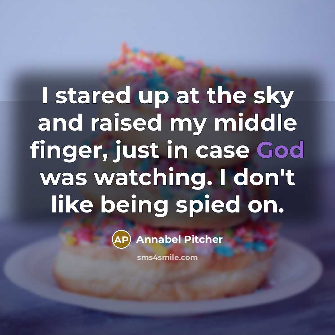 “I stared up at the sky and raised my middle…” quote by Annabel Pitcher