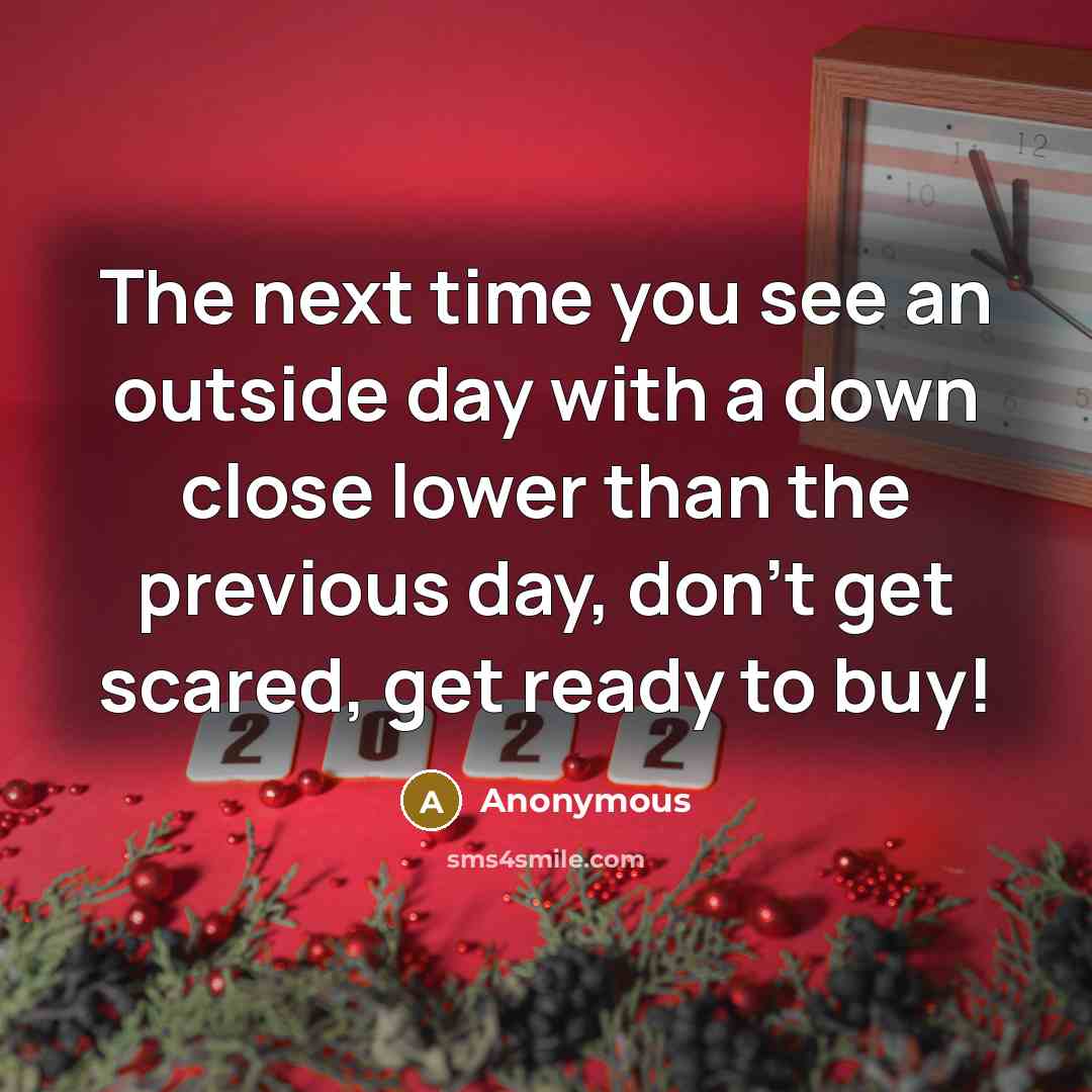 “The next time you see an outside day with a down close lower than the previous day, don't get scared, get ready to buy!” quote by Anonymous
