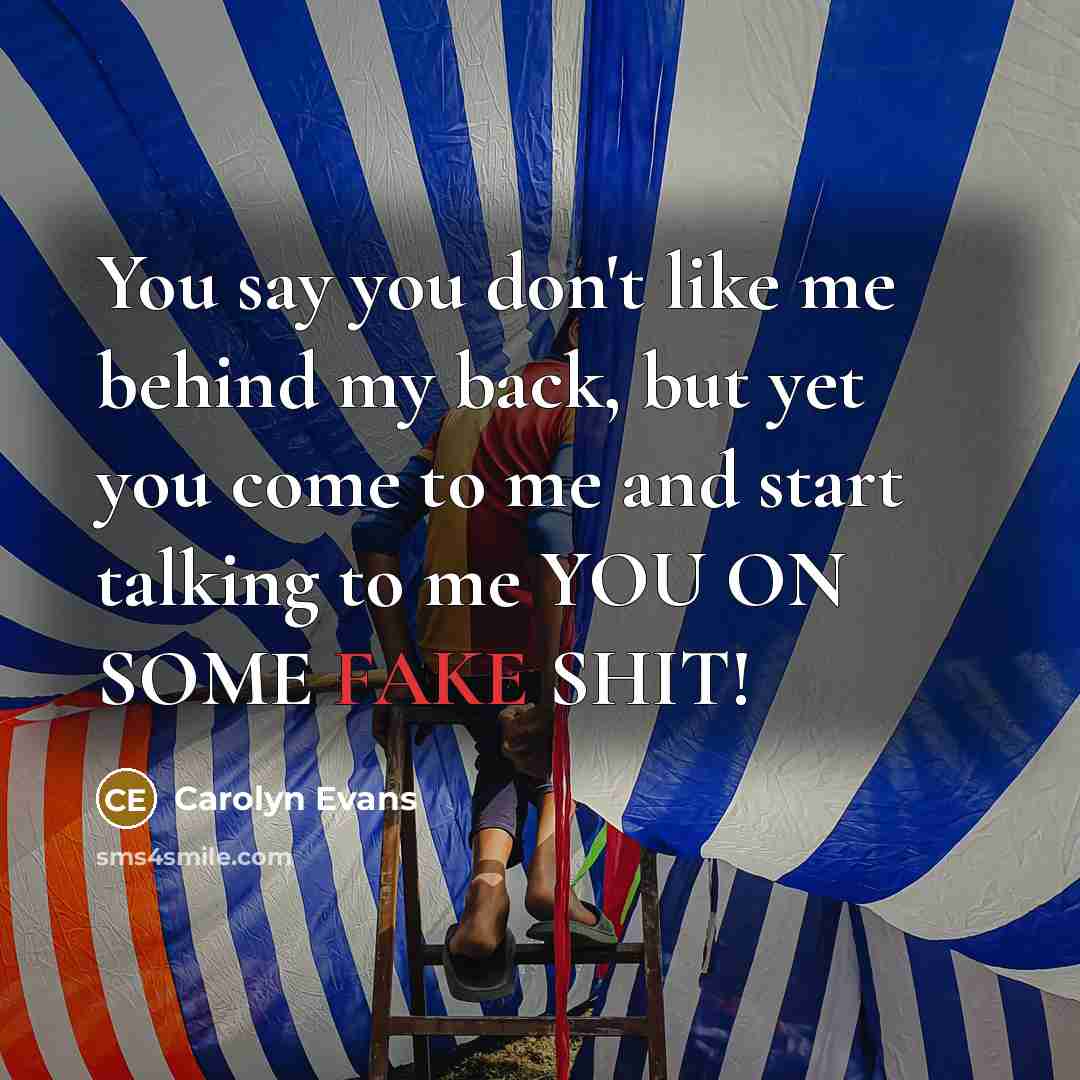 “You say you don't like me behind my back, but…” quote by Carolyn Evans