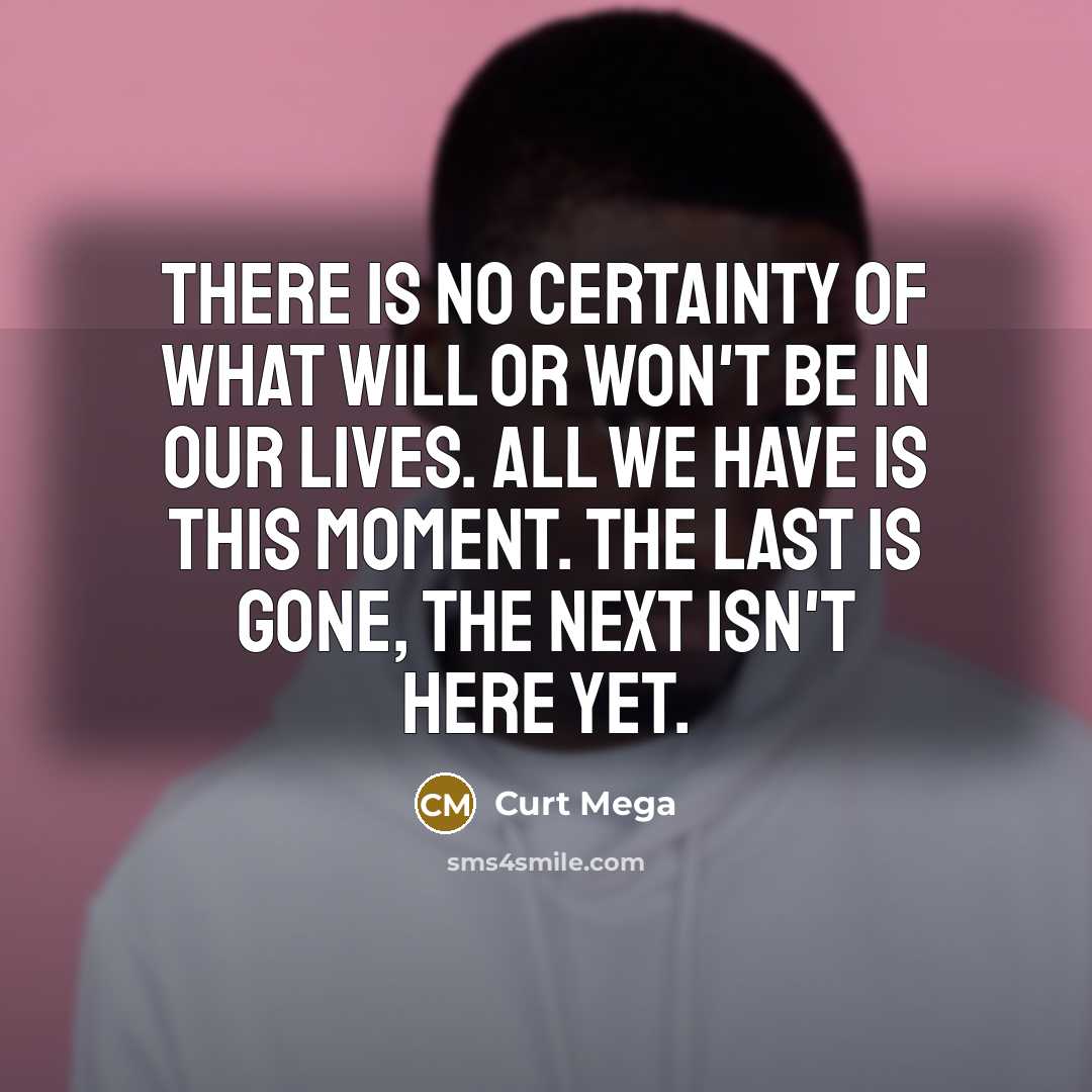 “There is no certainty of what will or won't be…” quote by Curt Mega