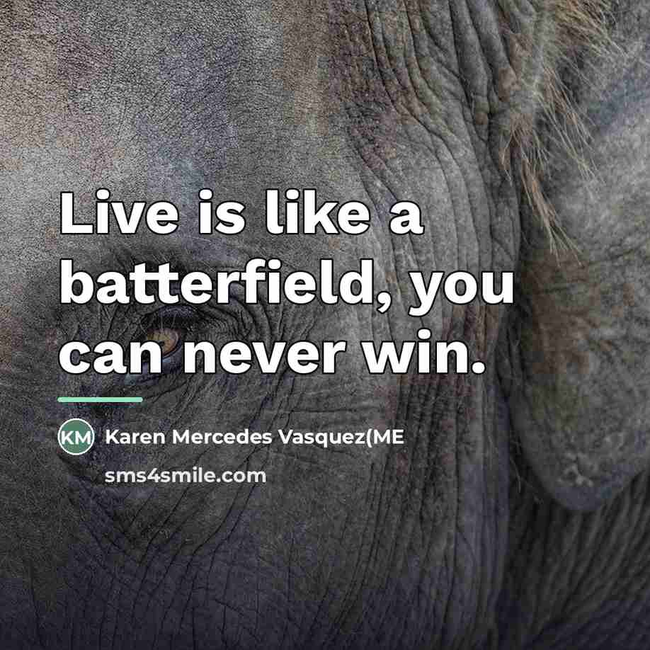 “Live is like a batterfield, you can never win.…” quote by Karen Mercedes Vasquez