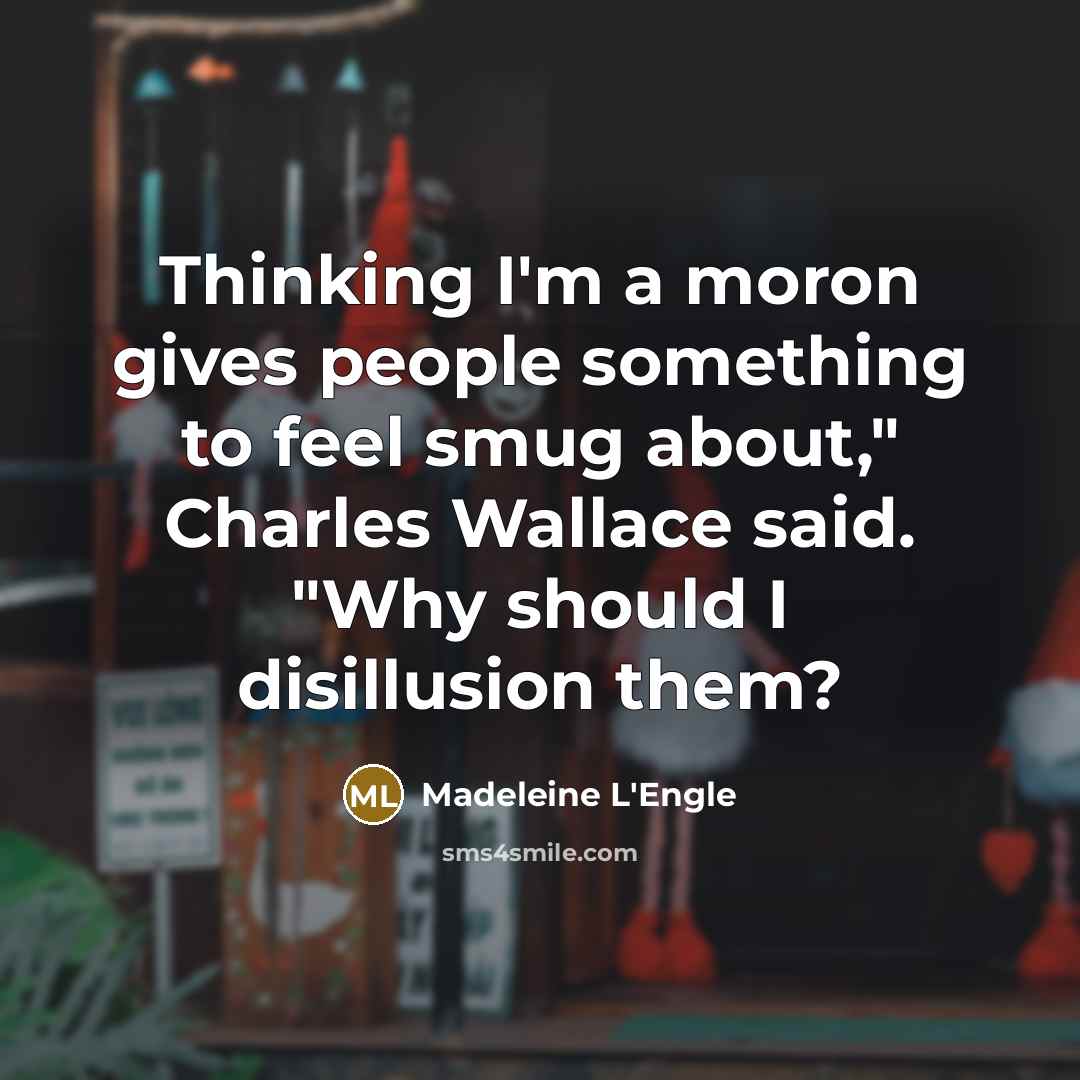 “Thinking I'm a moron gives people something to feel smug…” quote by Madeleine L'Engle