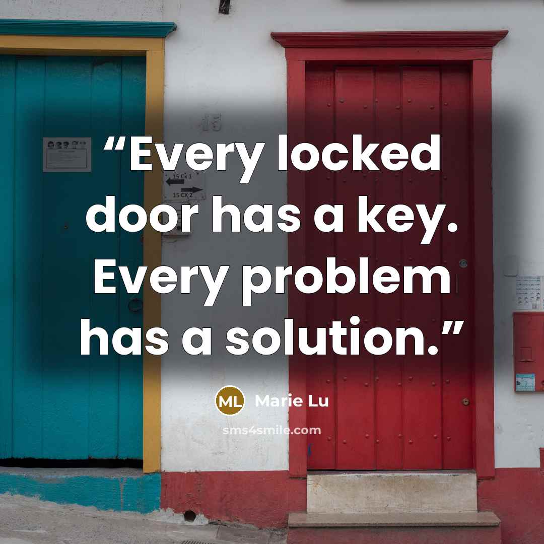 “Every locked door has a key. Every problem has a solution.” quote by Marie Lu