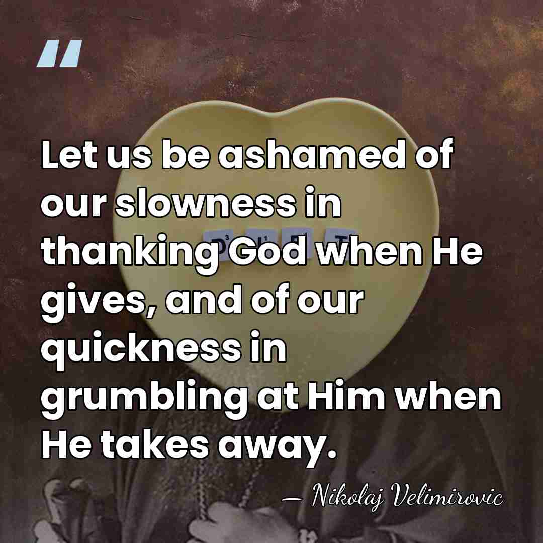 Let us be ashamed of our slowness in thanking God when He&hellip; - Nikolaj Velimirovic