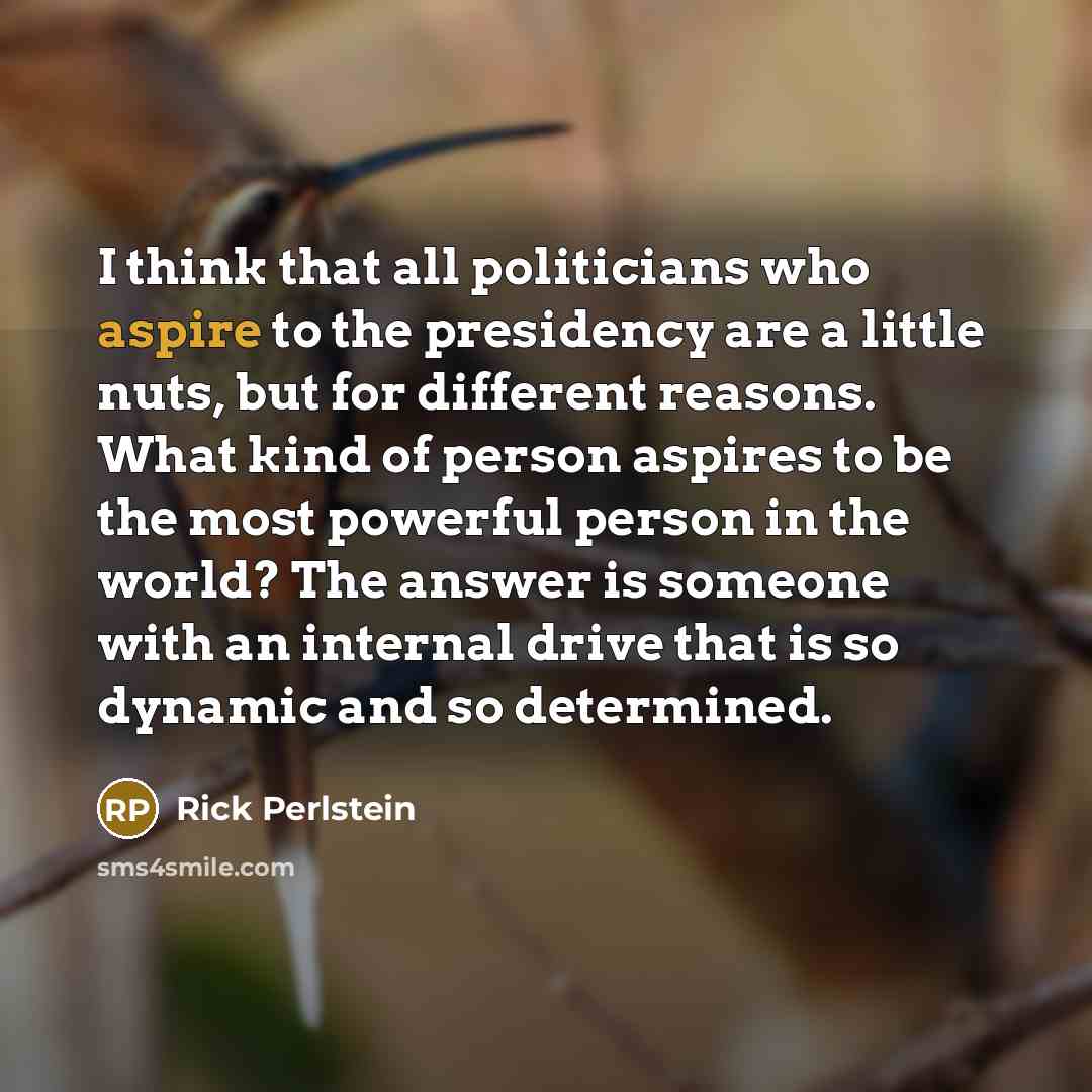 “I think that all politicians who aspire to the presidency…” quote by Rick Perlstein