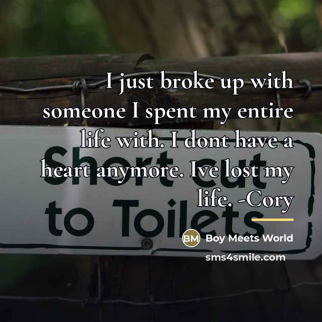 “I just broke up with someone I spent my entire…” quote by Boy Meets World
