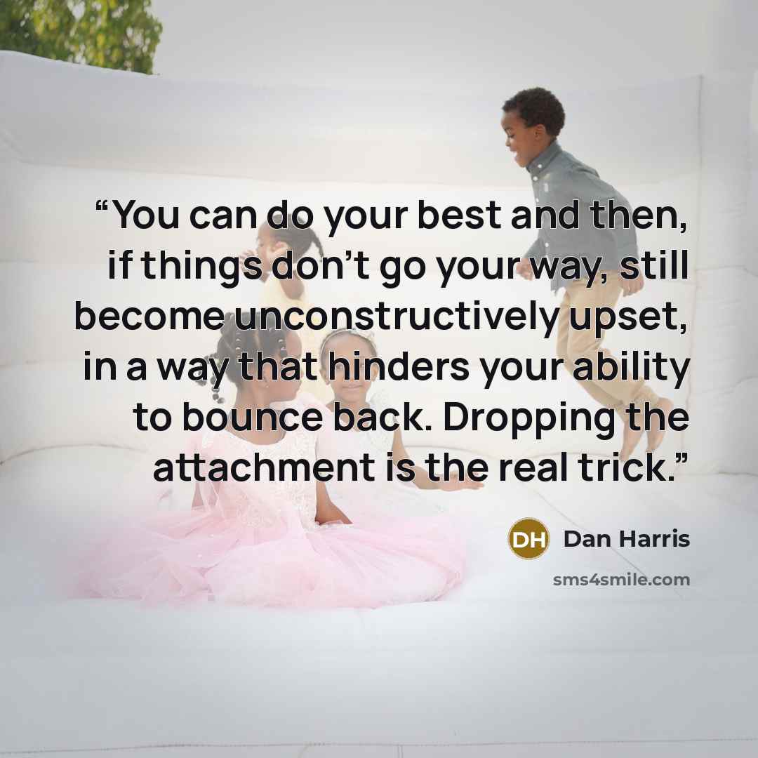 “You can do your best and then, if things don't go your way, still become unconstructively upset, in a way that hinders your ability to bounce back. Dropping the attachment is the real trick.” quote by Dan Harris
