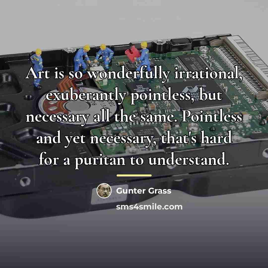 “Art is so wonderfully irrational, exuberantly pointless, but necessary all…” quote by Gunter Grass