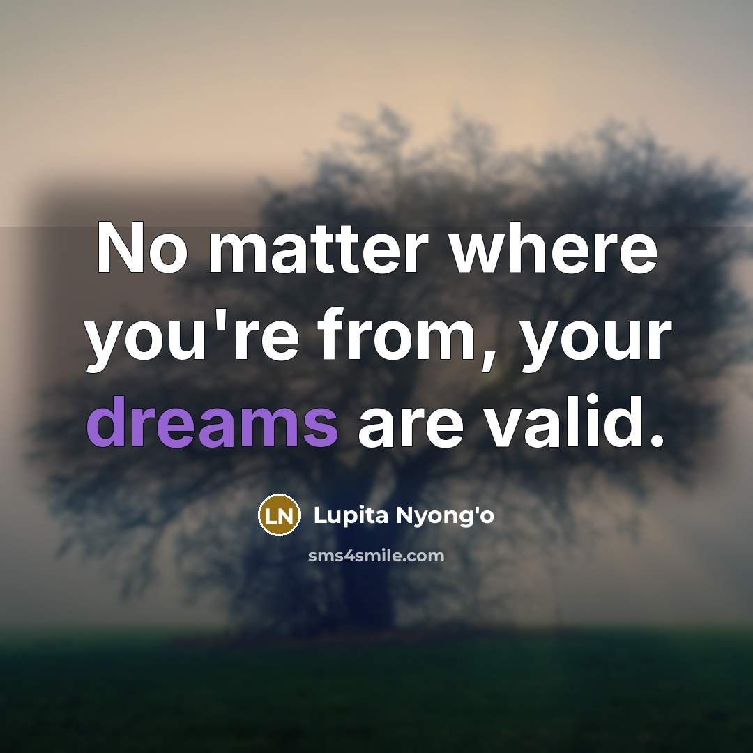 “No matter where you're from, your dreams are valid.…” quote by Lupita Nyong'o