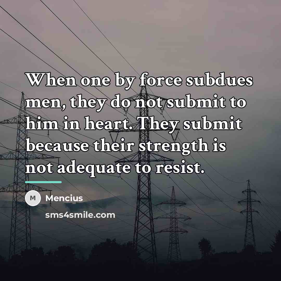 “When one by force subdues men, they do not submit…” quote by Mencius