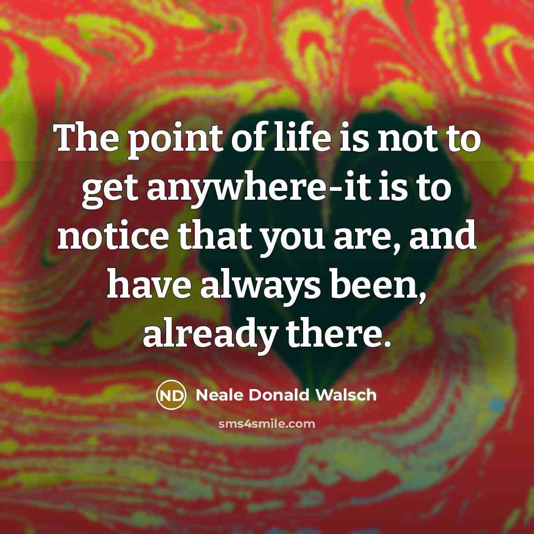 “The point of life is not to get anywhere-it is…” quote by Neale Donald Walsch