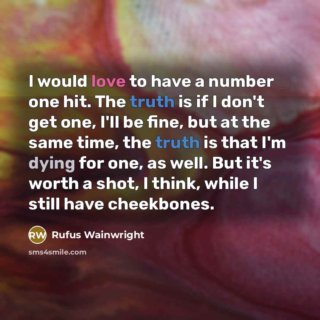 “I would love to have a number one hit. The…” quote by Rufus Wainwright