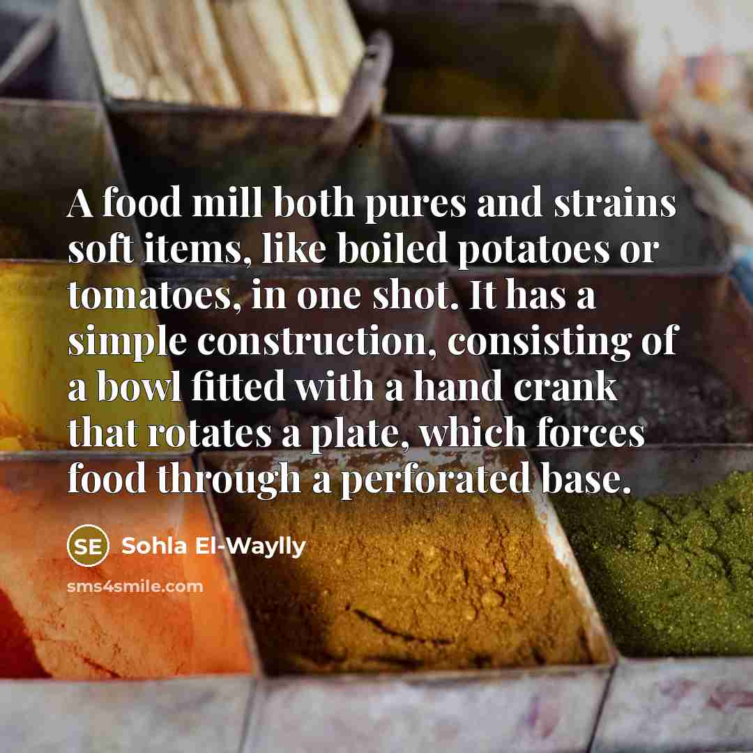 “A food mill both pures and strains soft items, like…” quote by Sohla El-Waylly