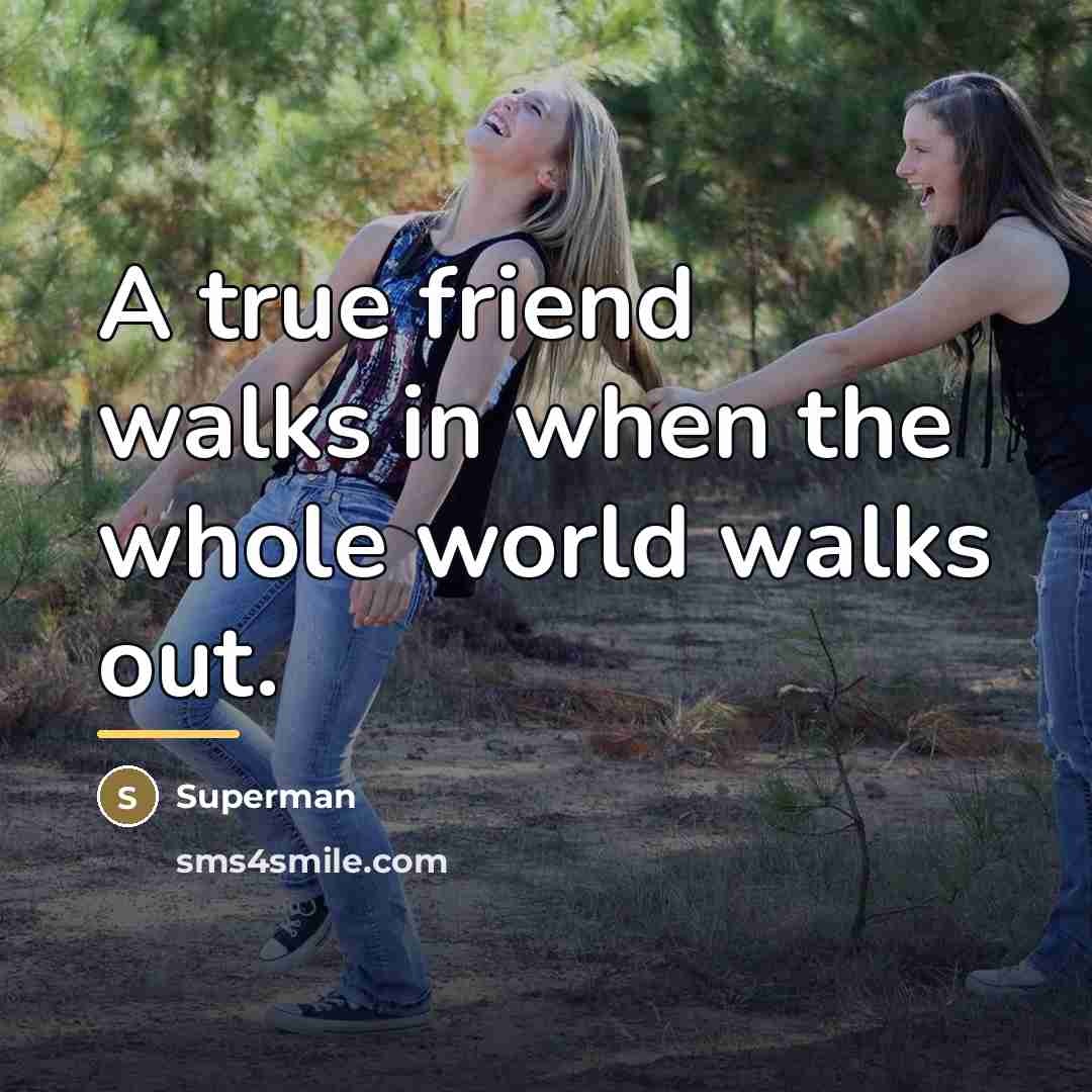 “A true friend walks in when the whole world walks…” quote by Superman