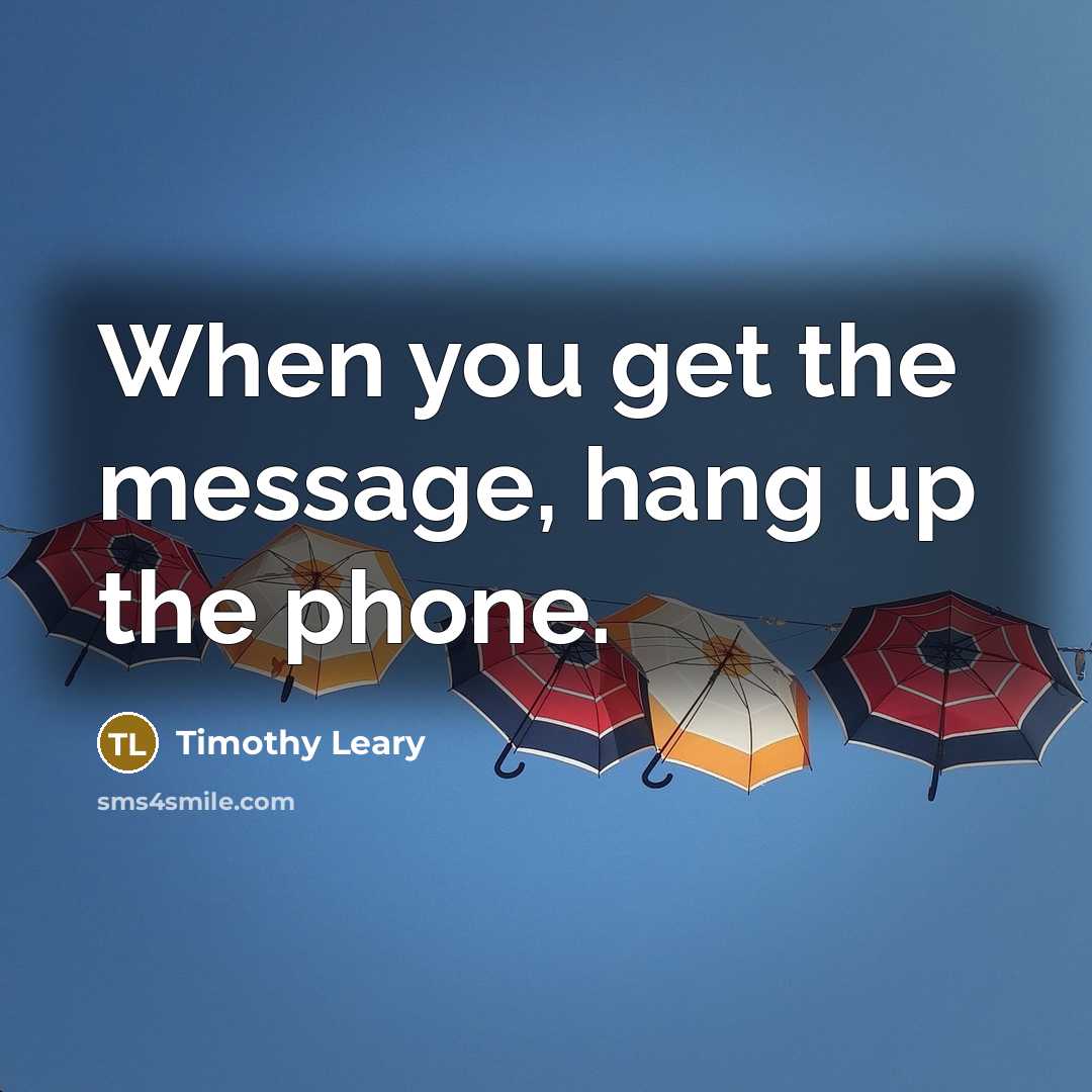 “When you get the message, hang up the phone.…” quote by Timothy Leary