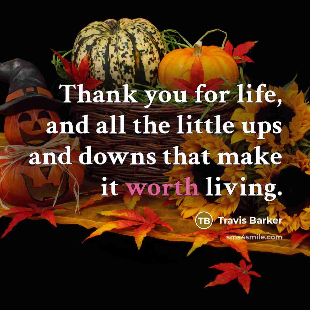 “Thank you for life, and all the little ups and…” quote by Travis Barker