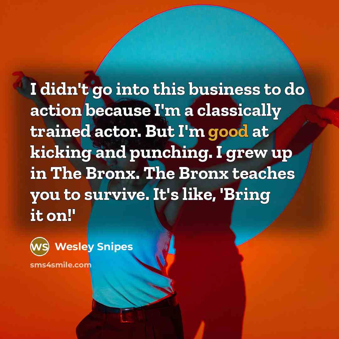 “I didn't go into this business to do action because…” quote by Wesley Snipes