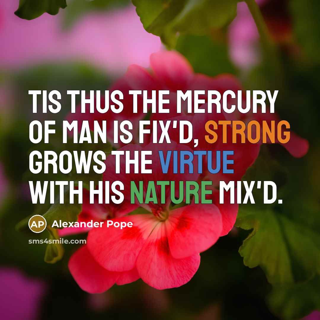 “Tis thus the mercury of man is fix'd, Strong grows…” quote by Alexander Pope