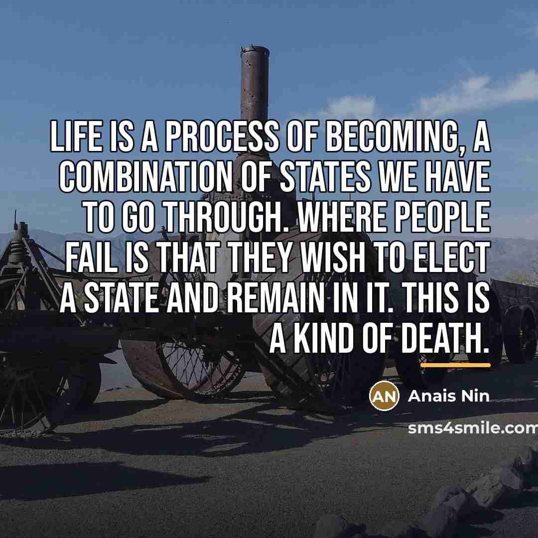 “Life is a process of becoming, a combination of states…” quote by Anais Nin