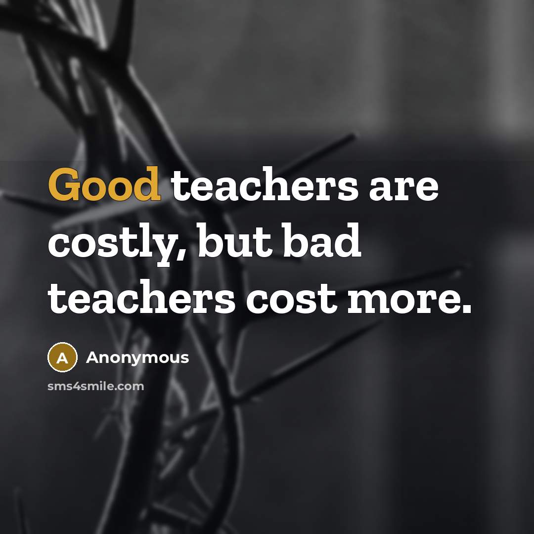 “Good teachers are costly, but bad teachers cost more.” quote by Anonymous