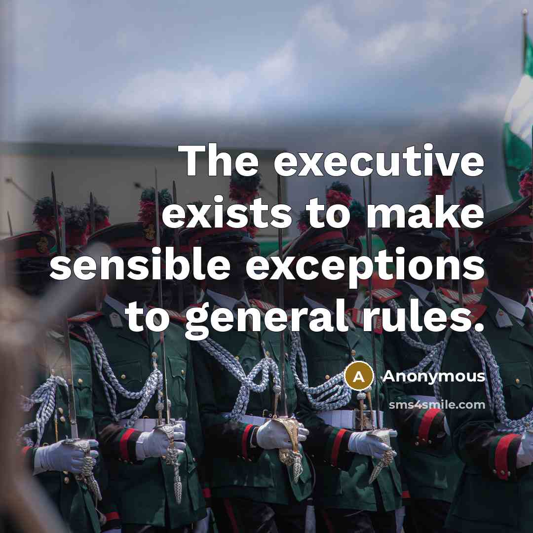 “The executive exists to make sensible exceptions to general rules.” quote by Anonymous
