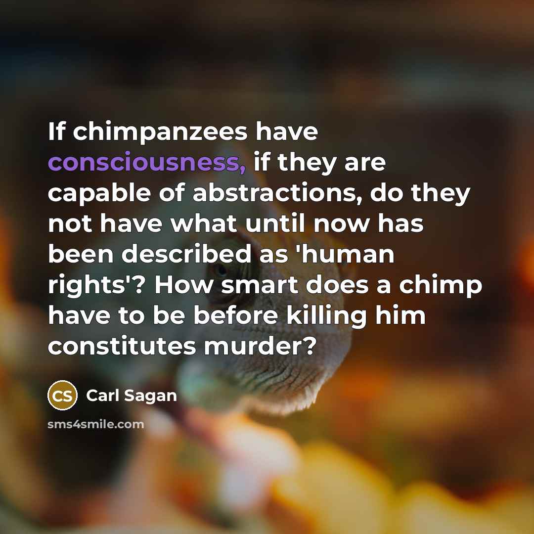 “If chimpanzees have consciousness, if they are capable of abstractions,…” quote by Carl Sagan