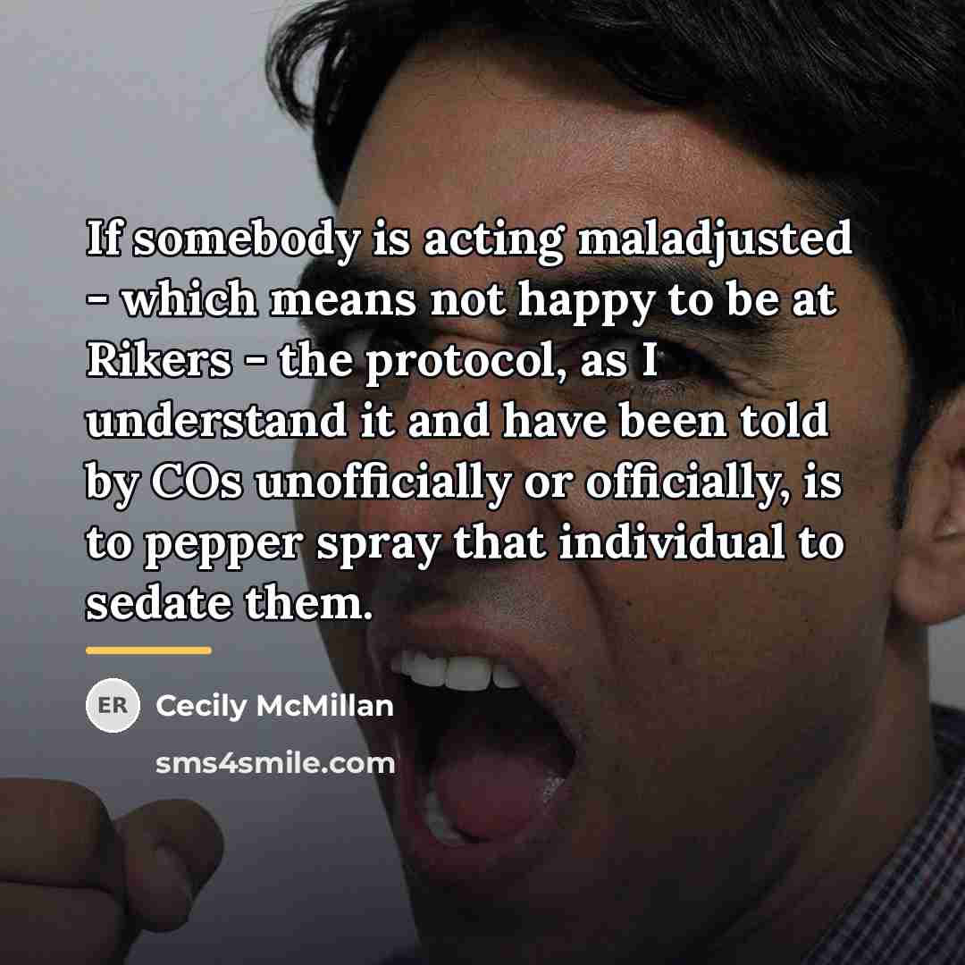 “If somebody is acting maladjusted - which means not happy…” quote by Cecily McMillan