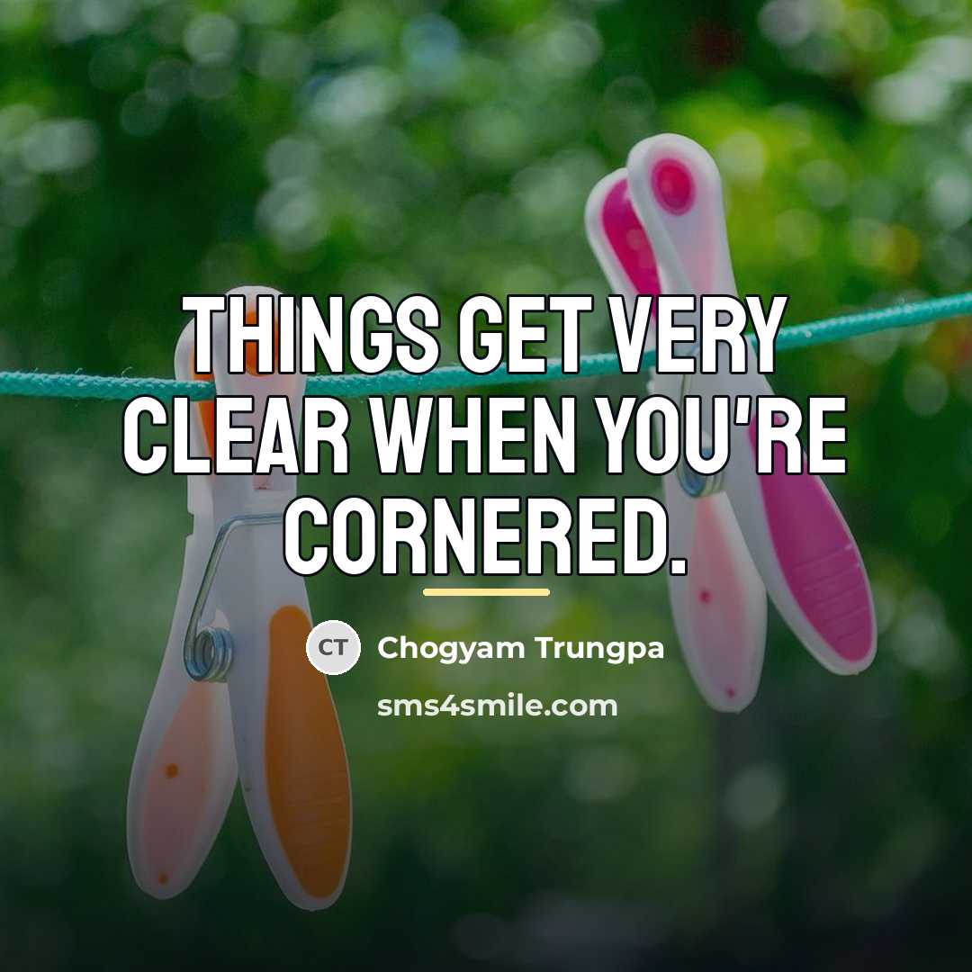 “Things get very clear when you're cornered.…” quote by Chogyam Trungpa