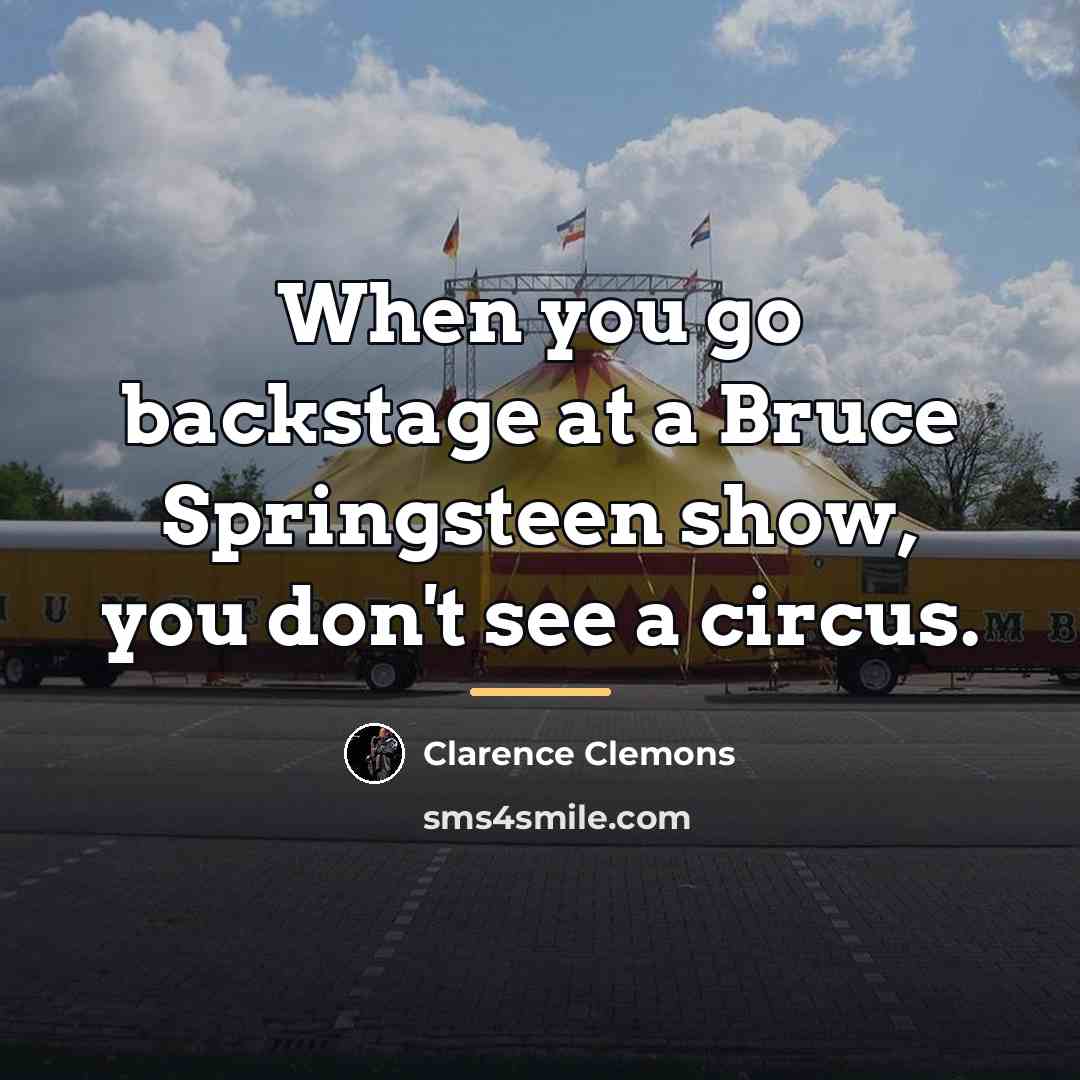 “When you go backstage at a Bruce Springsteen show, you…” quote by Clarence Clemons