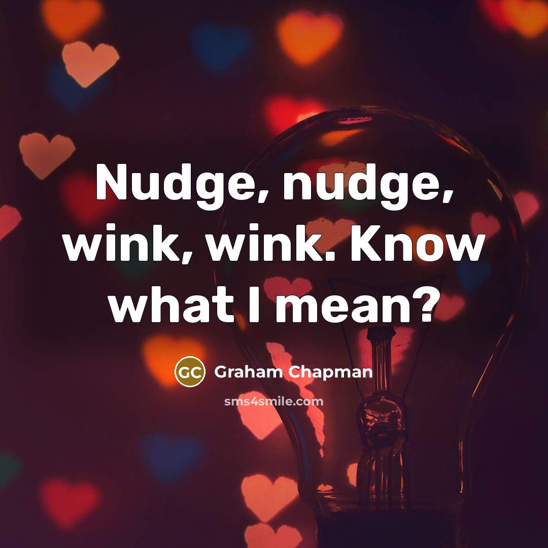 “Nudge, nudge, wink, wink. Know what I mean?…” quote by Graham Chapman