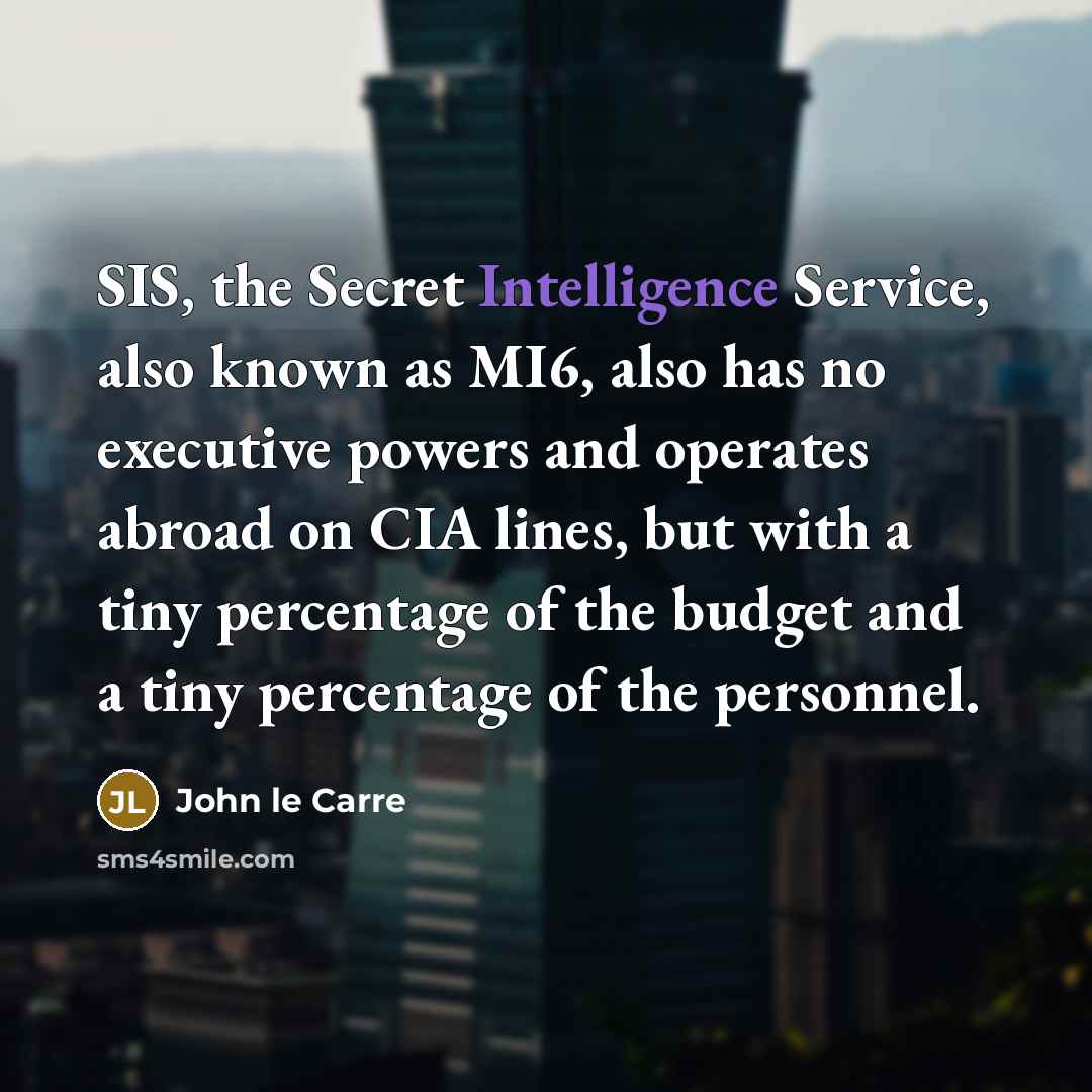 “SIS, the Secret Intelligence Service, also known as MI6, also…” quote by John le Carre