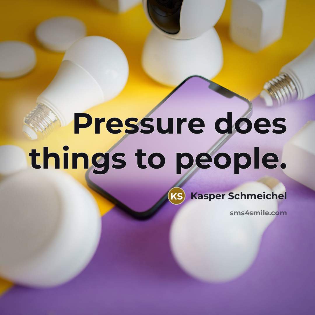“Pressure does things to people.…” quote by Kasper Schmeichel