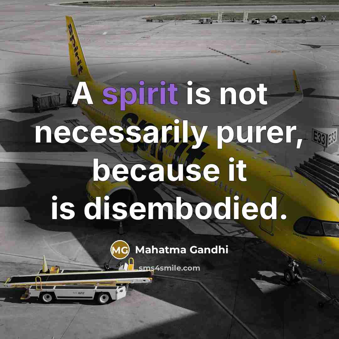 “A spirit is not necessarily purer, because it is disembodied.…” quote by Mahatma Gandhi