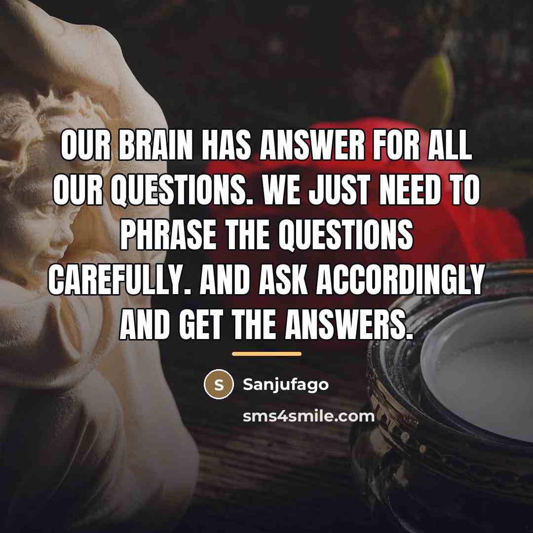 “OUR Brain has answer for all our Questions. we just…” quote by Sanjufago